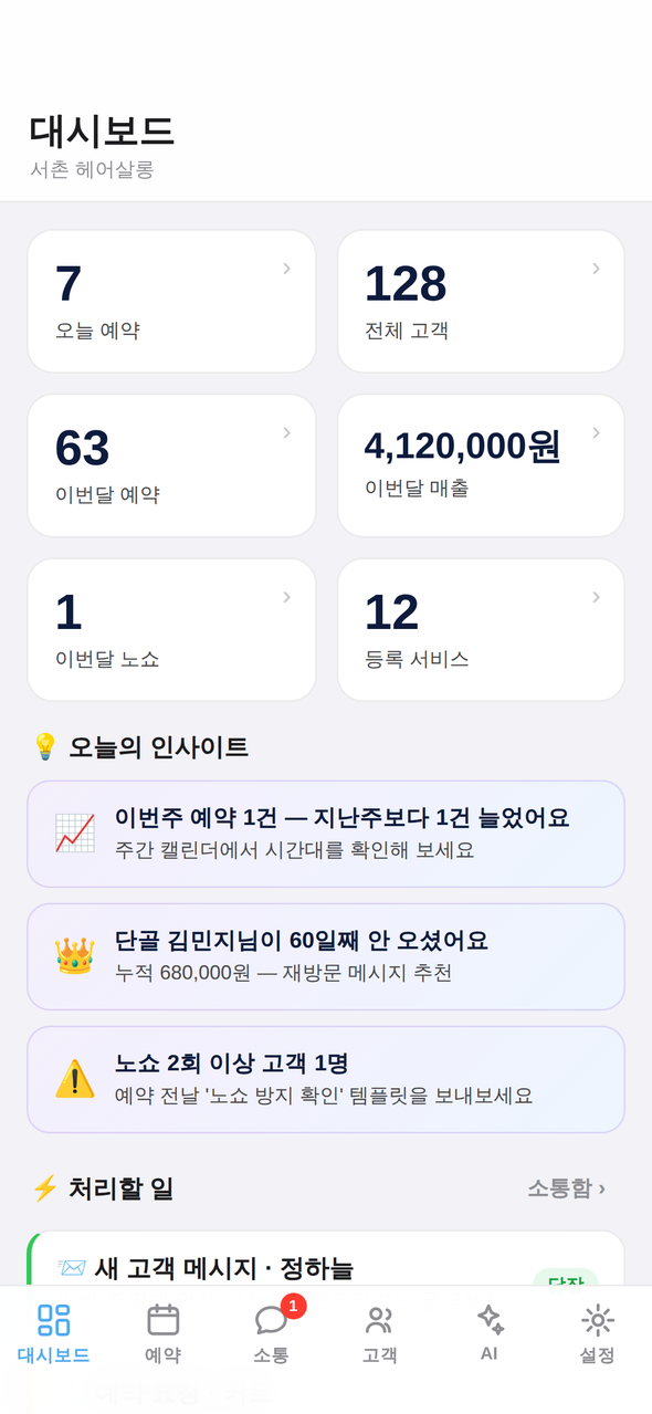 VI One 대시보드 화면
